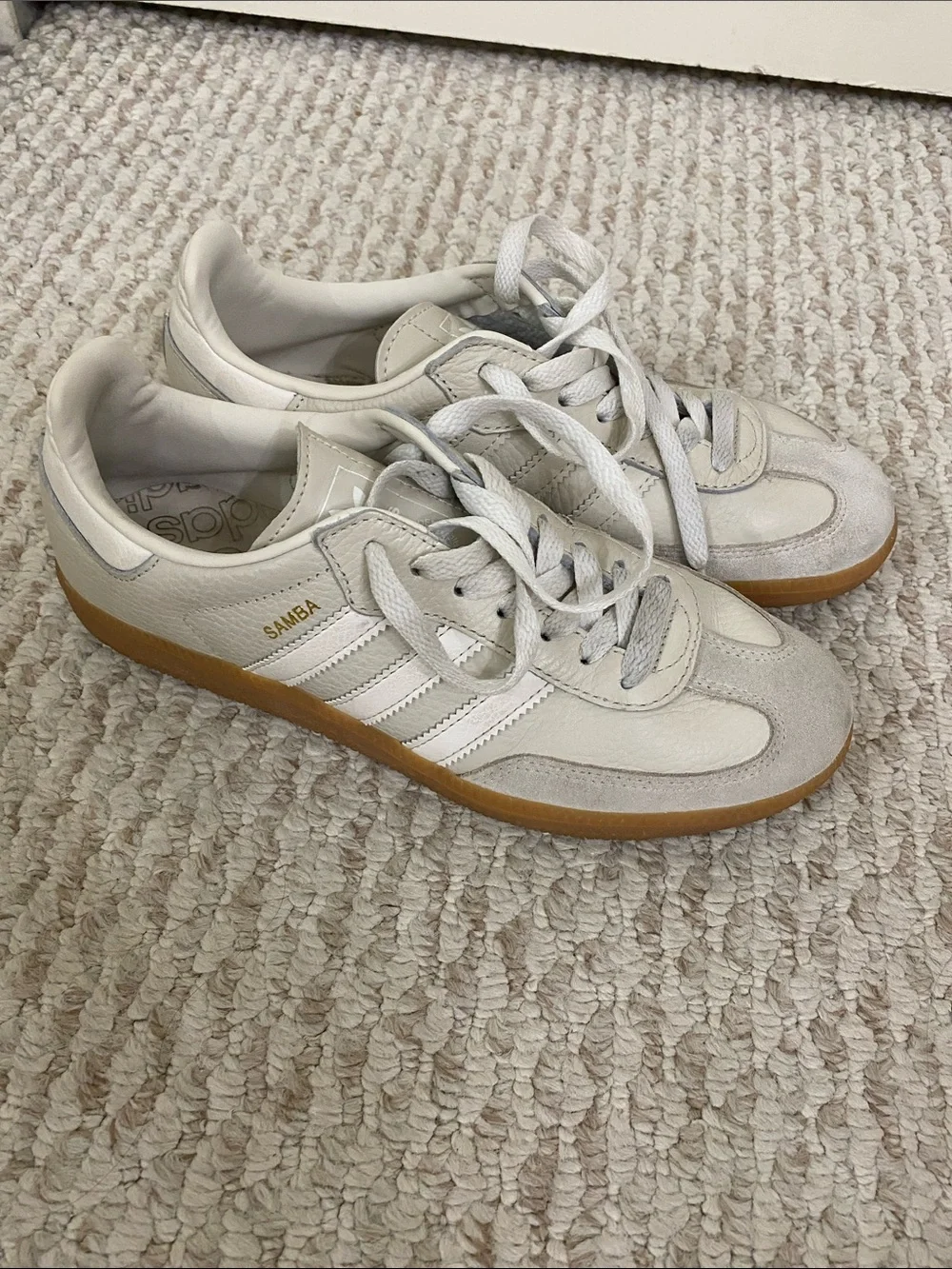 adidas Samba Leather Sneakers o in White with Gum Sole